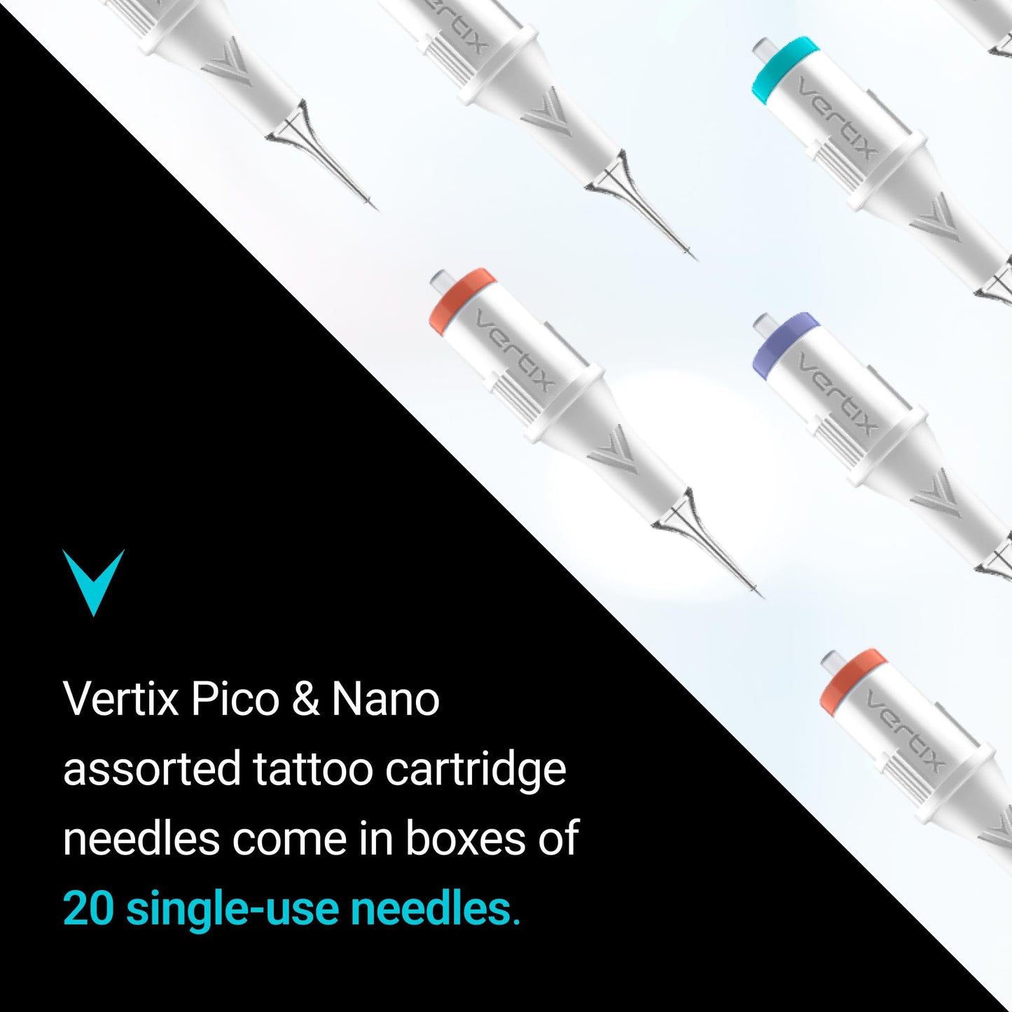 Vertix Nano Membrane Tattoo Cartridge Needles - Transparent & Detachable Tips for Precision Ink Flow - Medical-Grade 316L Stainless Steel - Tattoo Supplies and Equipment - 1 Round Shader (20 Count)