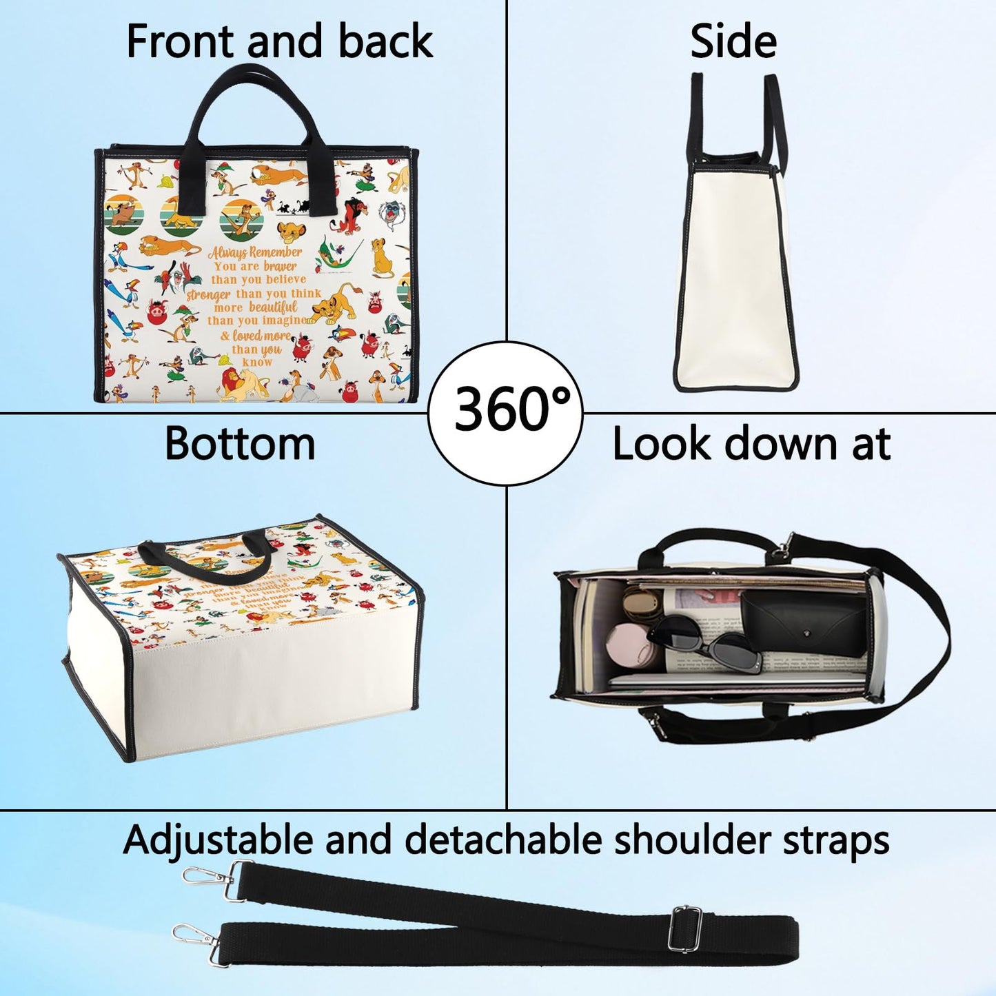 LEVLO Lion Cosmetic Make Up Bag Cartoon Lion Fans Gift You Are Braver Stronger Smarter Than You Think Cartoon Animal Zipper Pouch Bag (Always Lion LT)