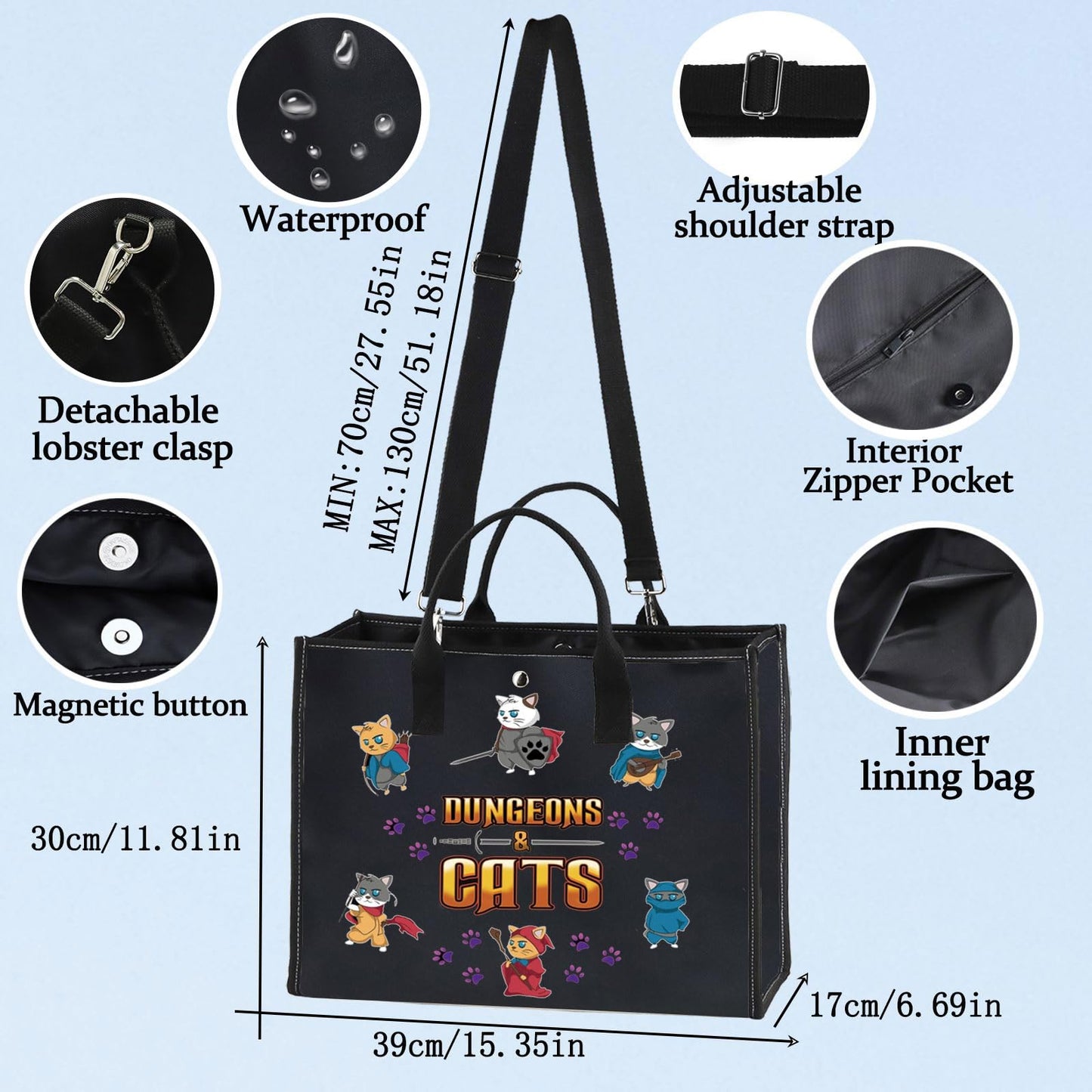 BWWKTOP Cats Cosmetic Makeup Bag Legends of Fantasy Gifts Dragon Master Zipper Pouch Bag Questers & Creatures Gamer Gifts (Dungeo & Cat BG)