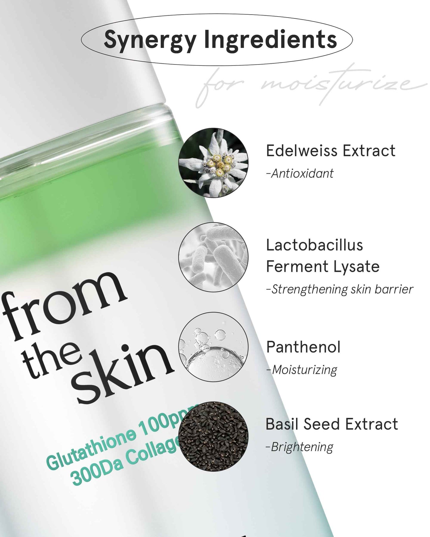 FROM THE SKIN Glutathione Collagen Ampoule Mist – Rejuvenating Facial Serum Spray for Hydration and Collagen Boost - Panthenol, Lactobacillus - For All Skin Types, 2.7 fl.oz.