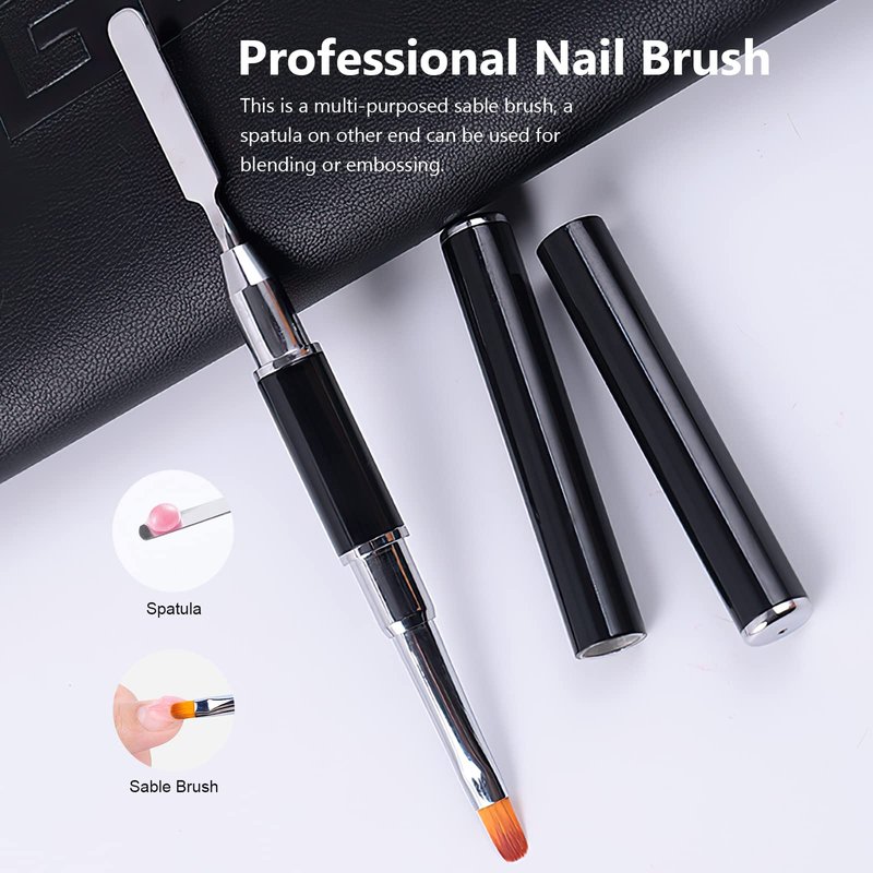 X&D Gel Nail Polish Kit - UV Polygel 2 Bottles Quick Dry 100g Natural Clear Color Nail Extension with Nail Forms, File, Acrylic Brush (Transparent & Nude Pink)