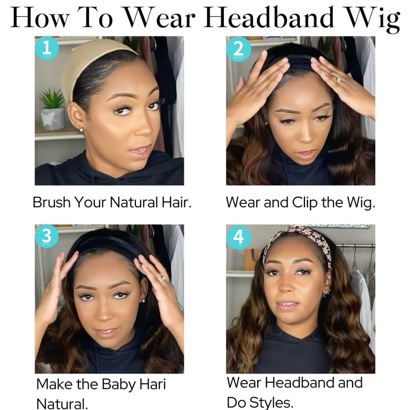 Head Band Wigs Human Hair Chocolate Brown Glueless 100% Human Hair None Lace Front Wig Virgin #4 Colored Headband Wig Human Hair 180 Density 12inch