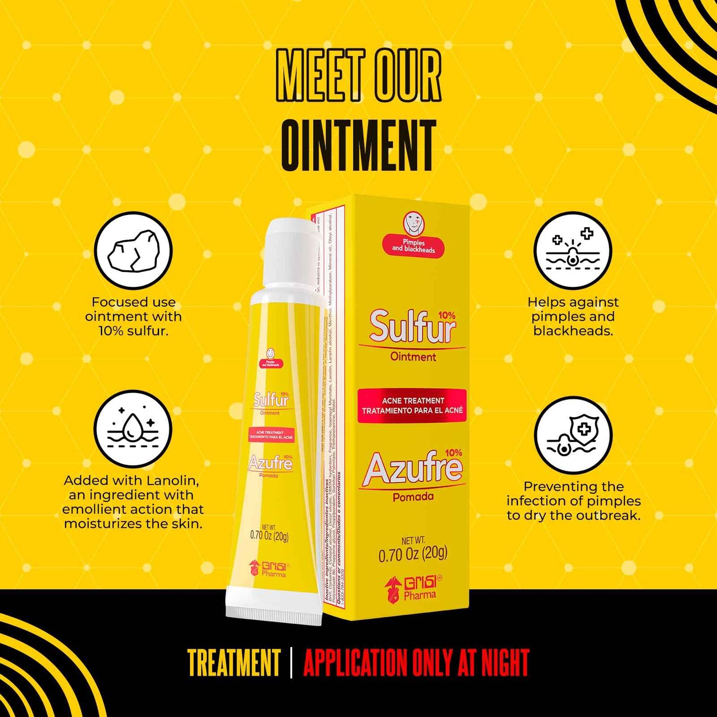 Sulfur Ointment with 10% Sulfur, Assists You in Treating Pimples, Blackheads or Blemishes, Acne Treatment, 2 Count (Pack of 2)