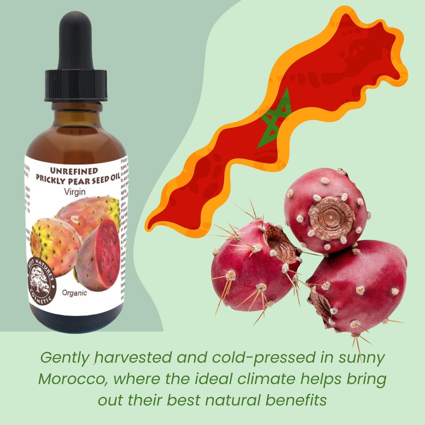 Prickly Pear Seed Oil Organic - Virgin (Cold Pressed, Unrefined) for hydrated skin, glowing mature skin. Nature’s Desert Secret for Radiant Skin and Hair 1 oz (30ml)