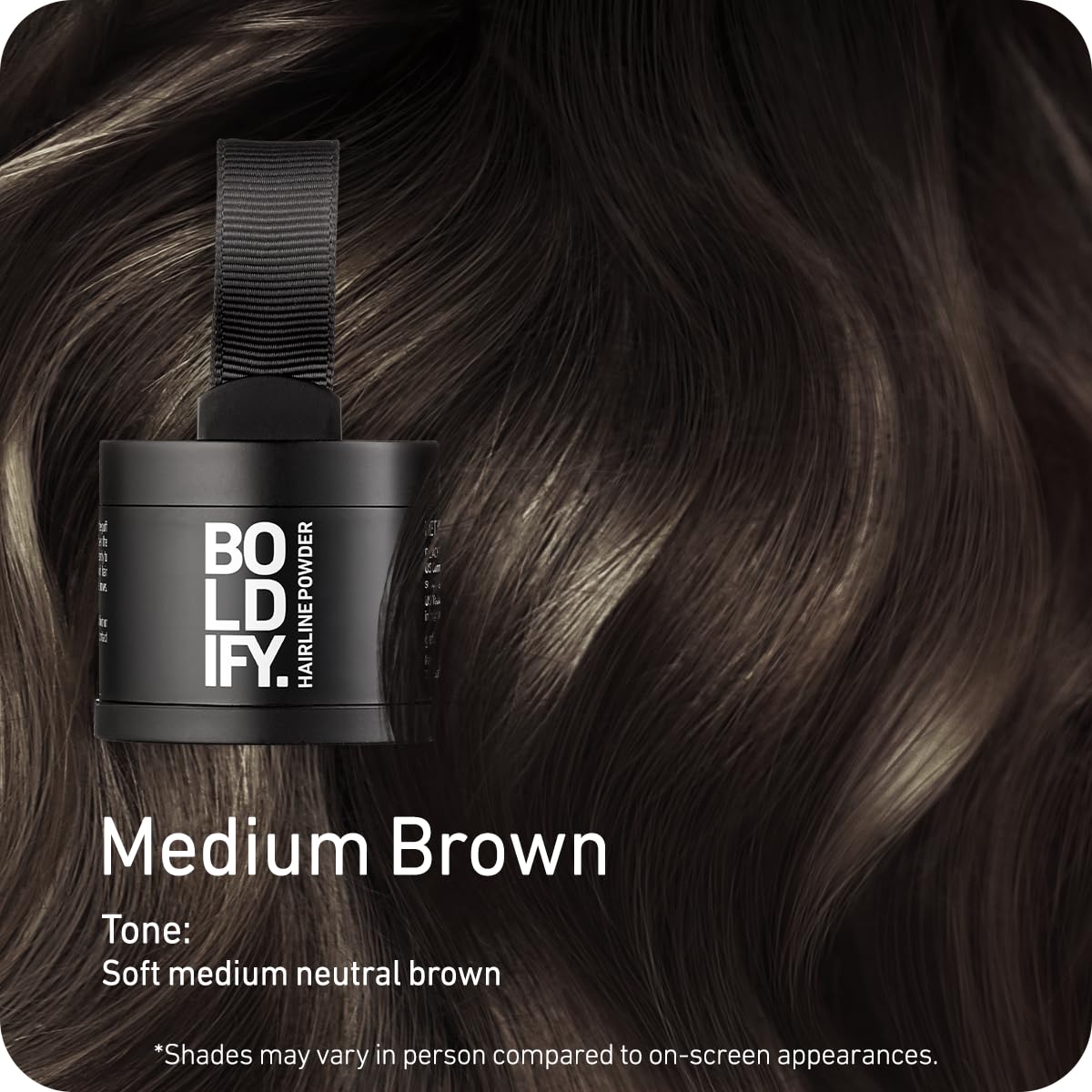 BOLDIFY Hairline Powder - Water-Resistant Root Touch Up Hair Color for Gray Coverage - 24-Hour Stain-Proof, Mess-Free Hair Powder for Thinning Hair - Medium Brown