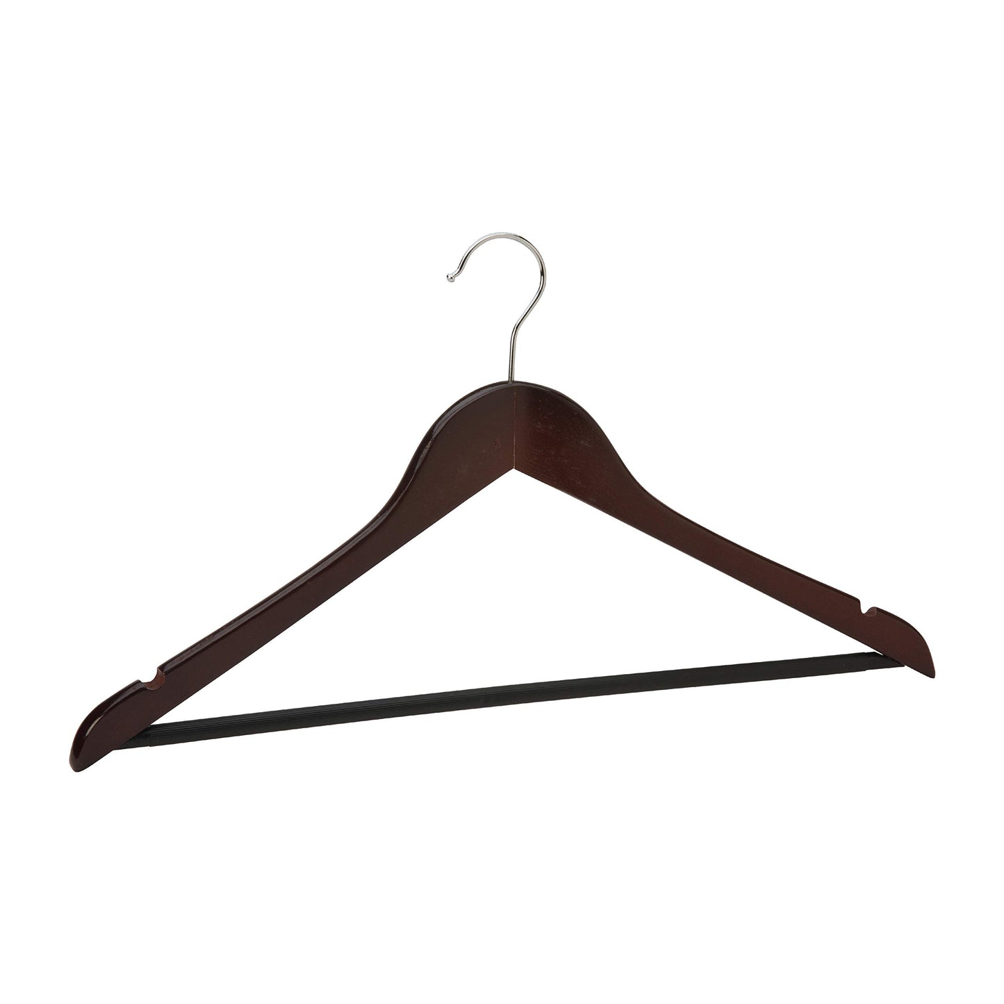Simplify 3 Pack Mahogany Wood Hangers | Rolling Crossbar | Prevents Creasing & Wrinkles | Good for Coats | Dresses | Pants and Shirts