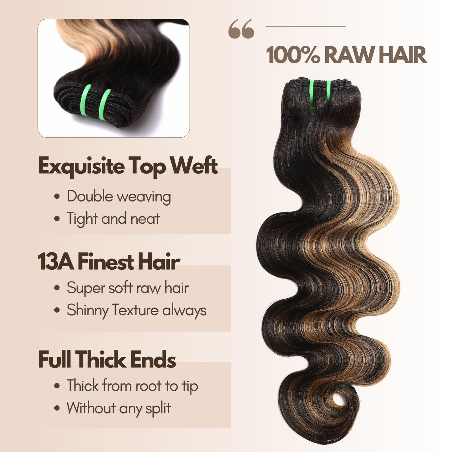 HERMOUS 13A Double Drawn Reddish Brown Bundles Straight Human Hair, 100% Real Raw Human Hair Full and Thick #33B Copper Red Auburn Brown Colored Single Bundles for Quick Weave Sew In 10 Inch
