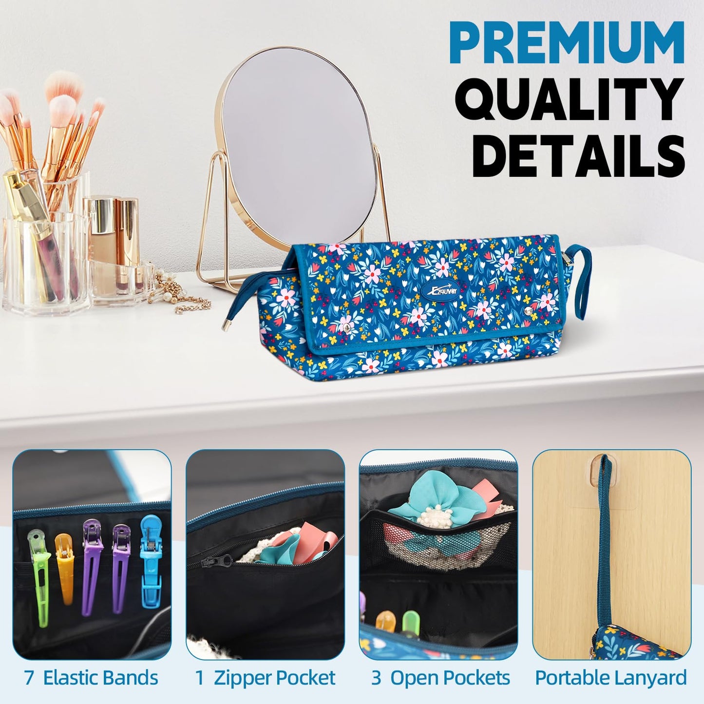 EZ4UVOY Hair Tools Travel Bag with Removable Heat Resistant Mat, Travel Hair Bags Organizer for Hot Tools, Portable Travel Carrying Case for Flat Irons, Straighteners, Curling Iron