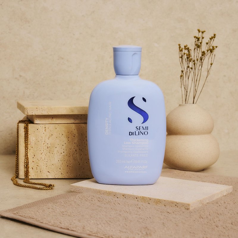 ALFAPARF MILANO Semi di Lino Density Shampoo for Thinning Hair - Color Safe Thickening Shampoo for Hair Loss - Sulfate Free - Adds Body & Volume - Revitalized, Youthful & Thicker Locks - 8.45 fl oz
