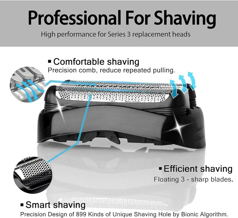 Electric Replacement Heads for Series 3 Shavers - 3 Pack Compatible with 3040s, 3080s, 370cc, 3070cc & More