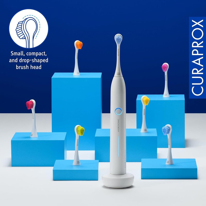 Curaprox Hydrosonic Brush Heads - Gentle Gum Care & Effective Plaque Removal | 2-Pack in Yellow/Pink | Compatible with All Curaprox Sonic Models