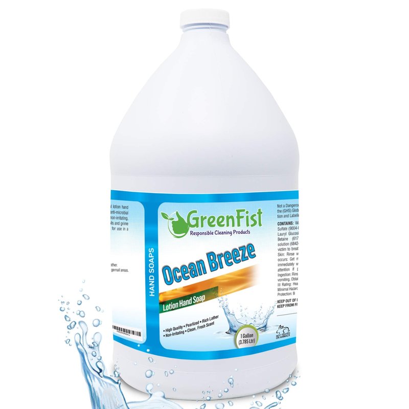 GreenFist Lotionized Hand Soap [ Liquid Gel Refill ] Made in USA, 128 Ounce (1 Gallon) (Ocean Breeze)