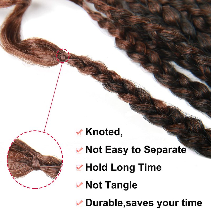 Box Braid Crochet Hair - 14 Inch Ombre Brown Curly Wave Goddess Braids | 144 Roots, 24 Strands