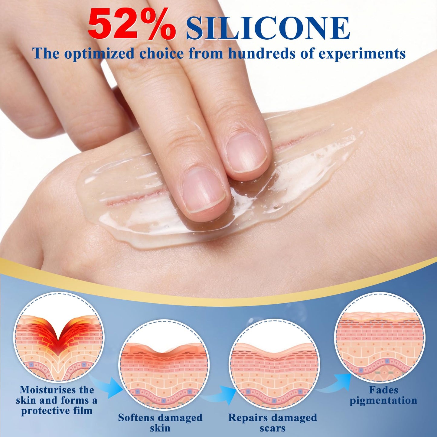 Arme Physician Formulated Patented 52% Silicone Scar Gel Scar Cream, Scar Removal Cream for Surgical Scars,Scar Treatment for Face,Body, Surgical, Burns, Keloid Acne,C Section,Stretch Marks,1.76oz/50g