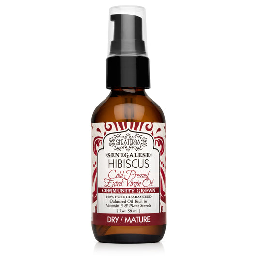 Shea Terra Organics Senegalese Hibiscus Cold Pressed Extra Virgin Oil | Hair Conditioner, Anti-Aging, Vitamin E Oil | Dry/Mature Skin Types - 2 oz