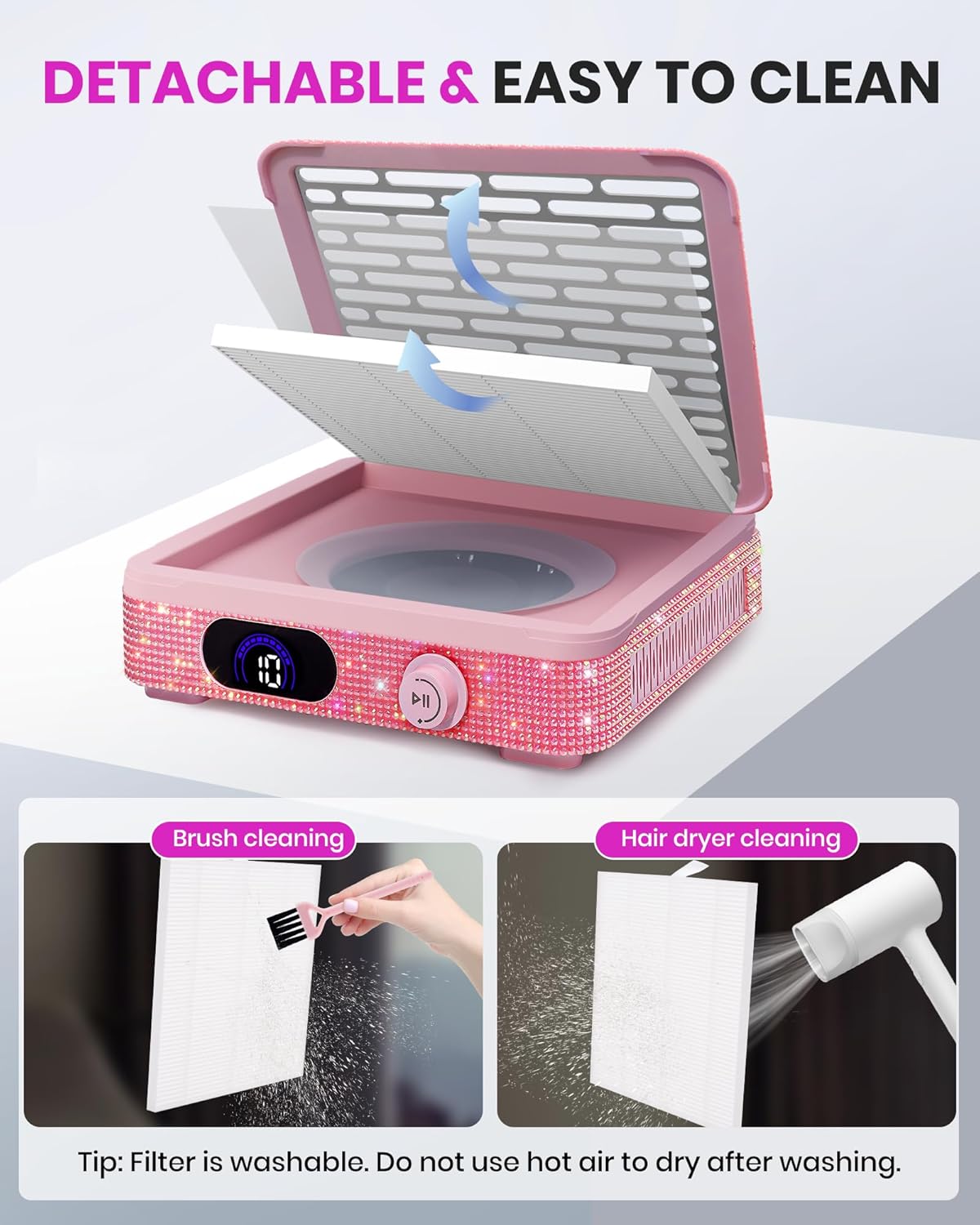 Nail Dust Collector - Powerful Suction with 10 Speed Levels | Low Noise Fan for Salon & Home Use