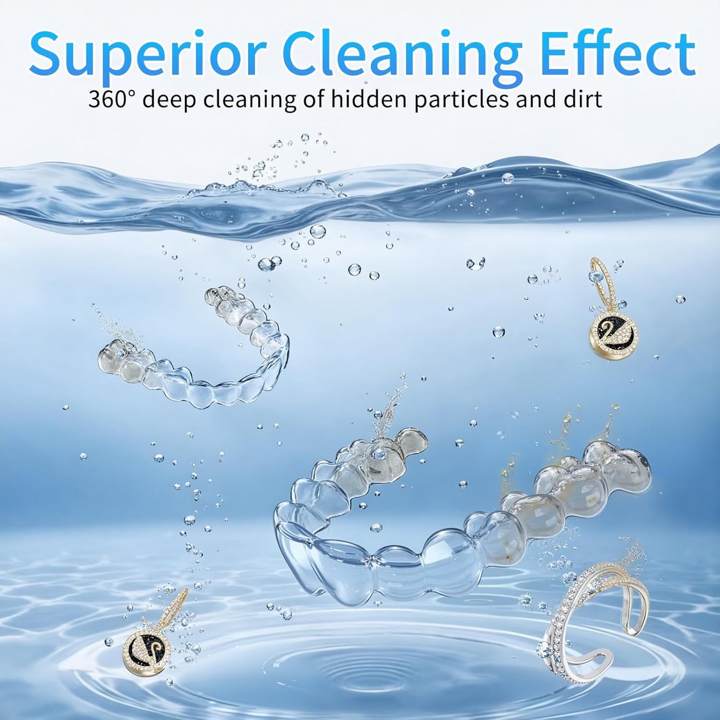 Ultrasonic Retainer Cleaner,250ML Large Capacity Dental Cleaning Pod for Dentures,Retainers,Braces,Mouth Guards,Toothbrush, Aligner