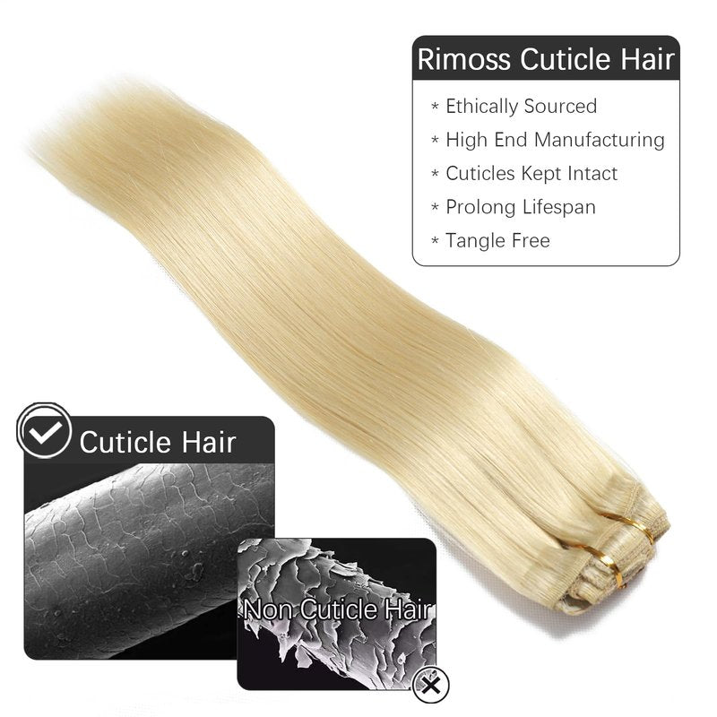 Rimoss Clip in Hair Extensions Real Human Hair - Burgundy Red Color, 14 Inch 7pcs - Soft Remy Human Hair Clip in Hair Extensions Straight for Women (#99J 14 Inch)
