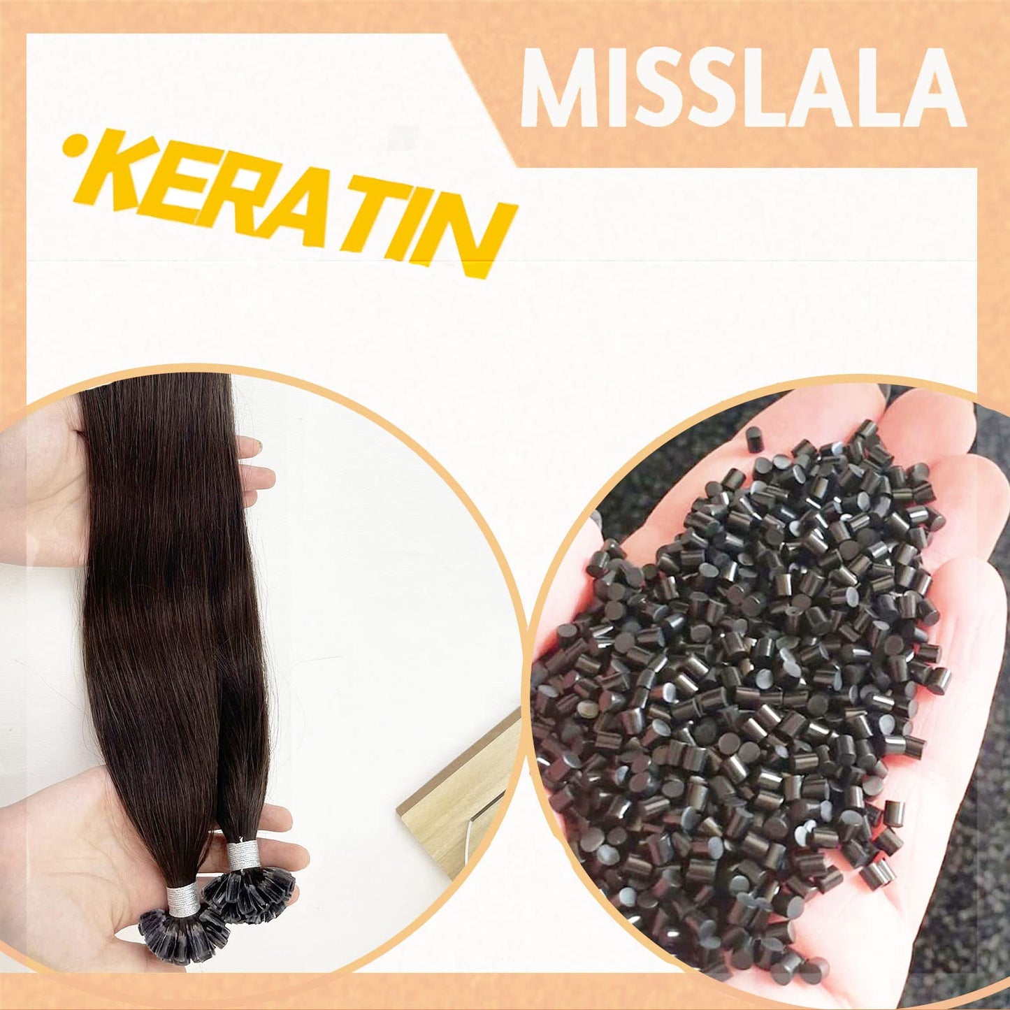 16 Inch Misslala U Tip Hair Extensions Human Hair Brown Pre Bonded Hair Extensions Color #2 Darkest Brown U Tip Brown Hair Extensions Real Human Hair Medinum Length 50g 50s