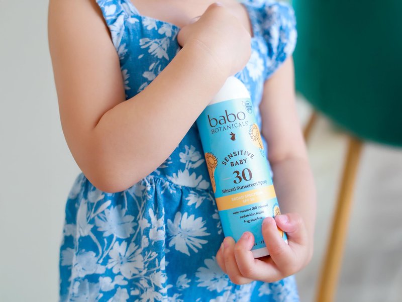 Babo Botanicals Sensitive Baby Mineral Sunscreen Spray SPF30 - Natural Origin Zinc Oxide - Non-Aerosol – Face & Body - Fragrance-Free - Water Resistant - For Babies & Kids