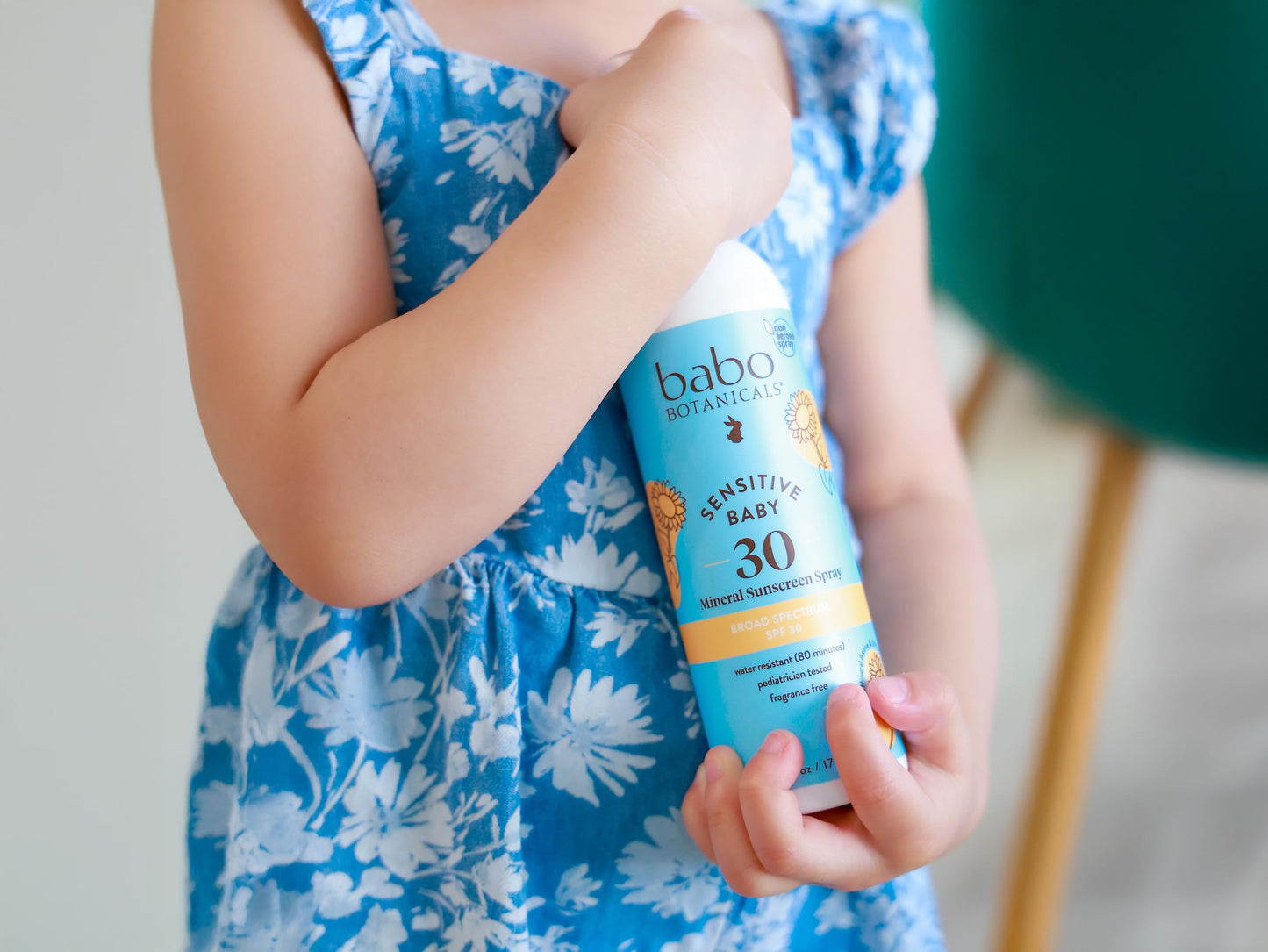 Babo Botanicals Sensitive Baby Mineral Sunscreen Spray SPF30 - Natural Origin Zinc Oxide - Non-Aerosol – Face & Body - Fragrance-Free - Water Resistant - For Babies & Kids