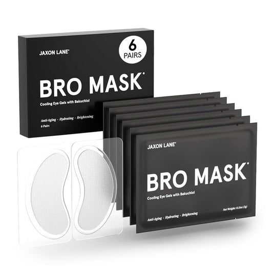 JAXON LANE BRO MASK Under Eye Patches for Men - Cooling Eye Patches for Dark Circles and Puffiness with Caffeine, Niacinamide, Hyaluronic Acid (6 x 1 Pairs)