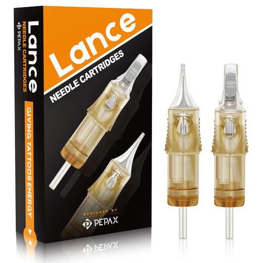 PEPAX Lance Tattoo Needles Cartridge 1017CML - 20Pcs Tattoo Cartridge Needles #10 Bugpin 17 Curved Magnum Tattoo Cartridges Diameter 0.30mm Long Taper 5.0mm Safety Membrane Makeup Tattoo Machine