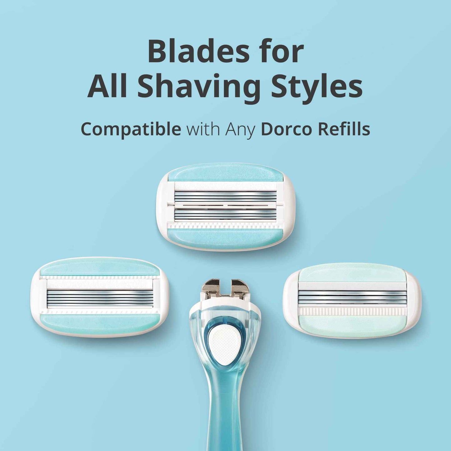 Dorco EVE3 Razor Smooth Touch™ for Women, Includes 1 Razor Handle and 6 Long-Lasting Razor Blade Refills (Handle + 6 Refills)