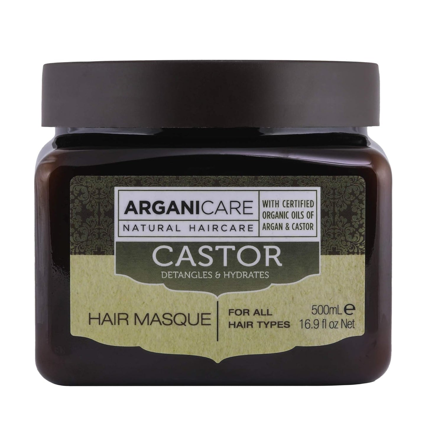 Arganicare Natural Organic Castor Oil & Argan Oil Hair Mask - Deep Conditioning Treatment for Dry, Damaged Hair | 16.9 Fl. Oz.