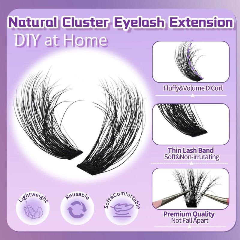 Lash Clusters 14-16mm Cluster Lashes Eyelash Extension 100D Thick Volume Eyelash Clusters 240 pcs D Curly Individual Lashes Wispy Lash Extension Supplement Pack DIY at Home by Anforlin