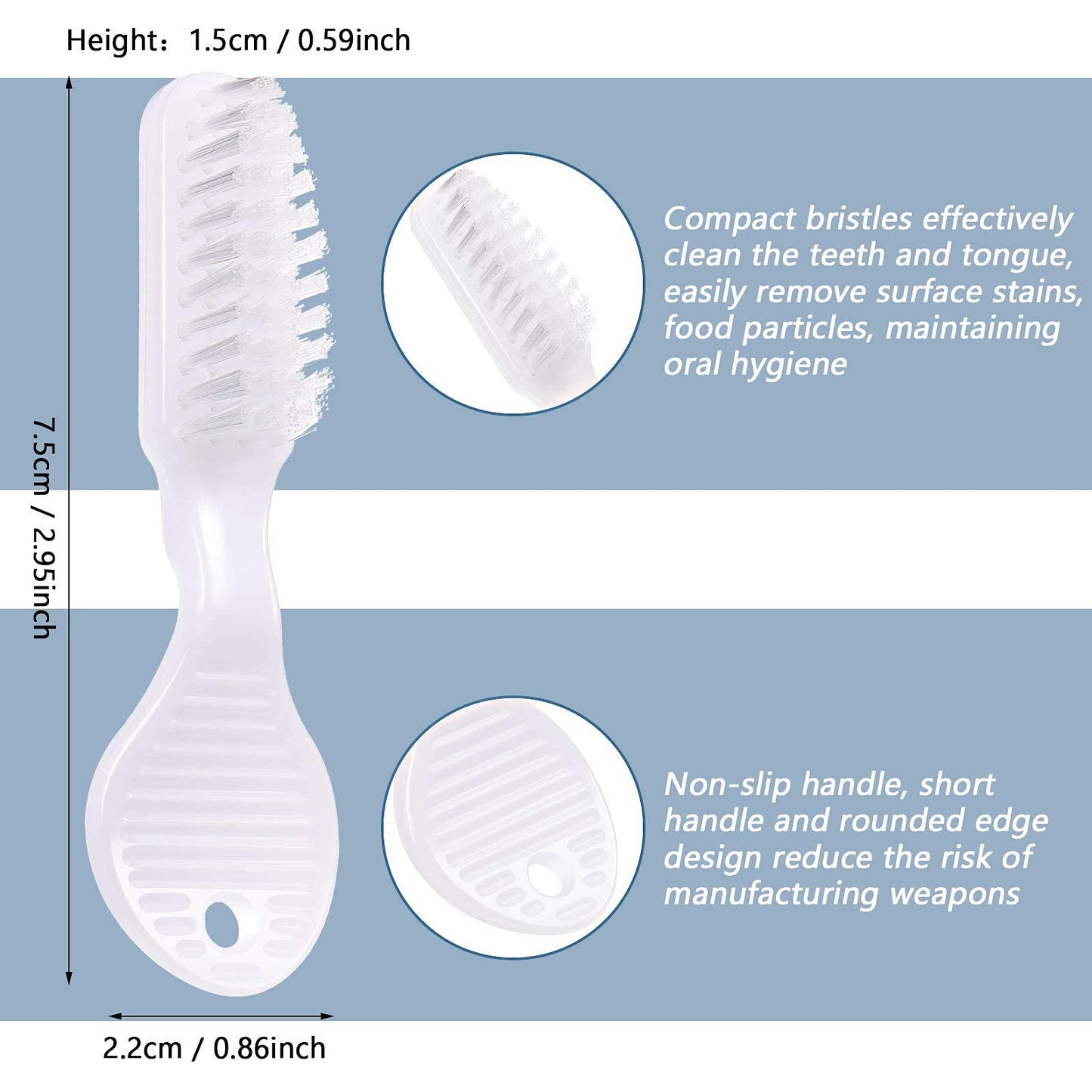 Patelai 200 Pcs Mini Toothbrush Thumbprint Individually Packaged Security Short Toothbrush Bulk with Soft Bristle Bulk for Portable Prison Camping Detention Center Travel Denture Teeth Cleaning