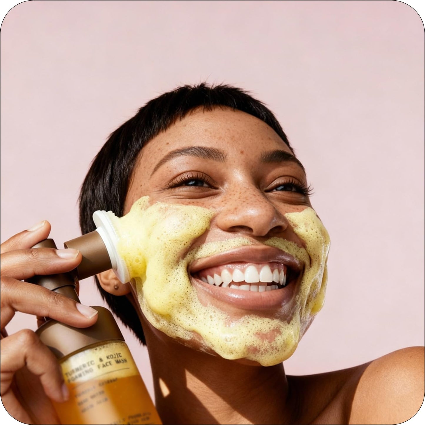 Glo Melanin Foaming Face Wash | Brightening Cleanser with Turmeric, Rose Water & Aloe - 4 fl oz, Paraben-Free