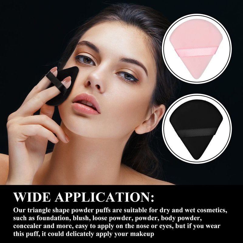 Maitys 12 Pcs Powder Puff Triangle for Face Makeup Cosmetic Loose Powder Puff Velour Soft Body Washable Reusable Foundation Sponge Wet Dry Makeup Tool for Women