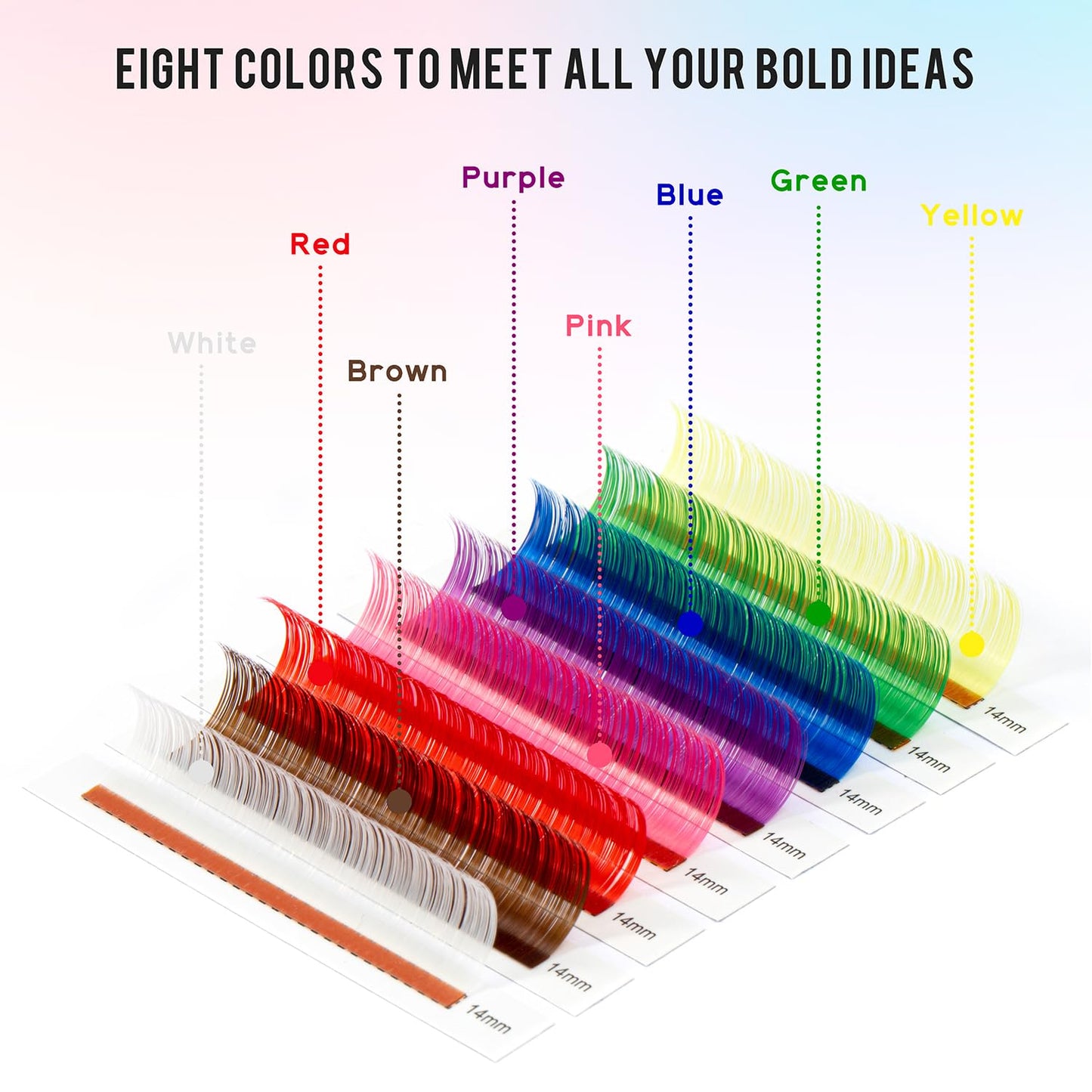 Colorful Eyelash Extensions - Mixed Length Tray for Professional Salon Use | Brown, 0.07-D, 8-15 mm