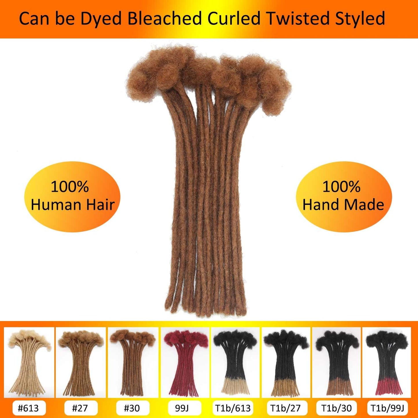 #30 Auburn Brown Loc Extensions Human Hair Dreads Extensions Dreadlock Extensions Human Hair Locs Extensions for Men Women Kids 0.4 cm 6 Inch 30 Strands Real Human Hair Locs Handmade Permanent Locs