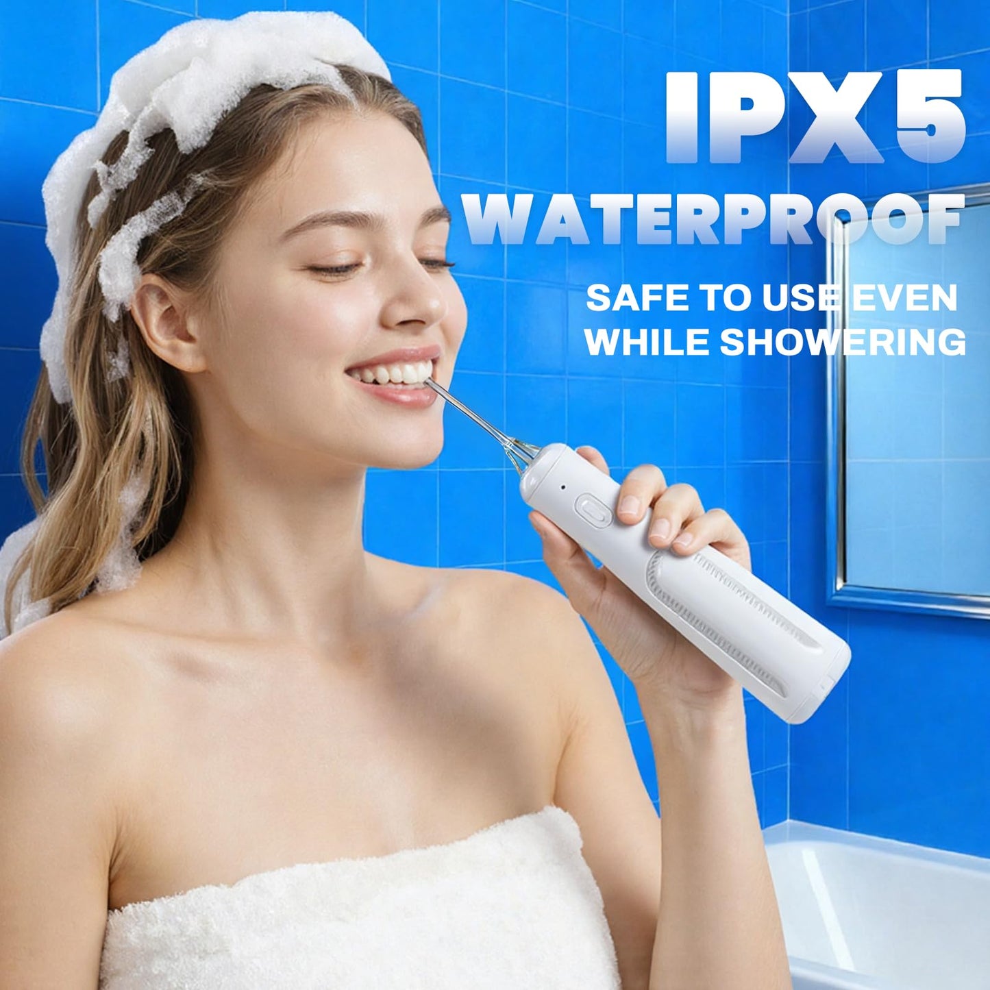Now Bird Water Dental Flosser Teeth Pick: Portable Oral Irrigator, 3 Modes Cordless Water flosser,Battery Operated, IPX5 Waterproof Flossing Machine for Teeth Cleaning for Travel Home - White