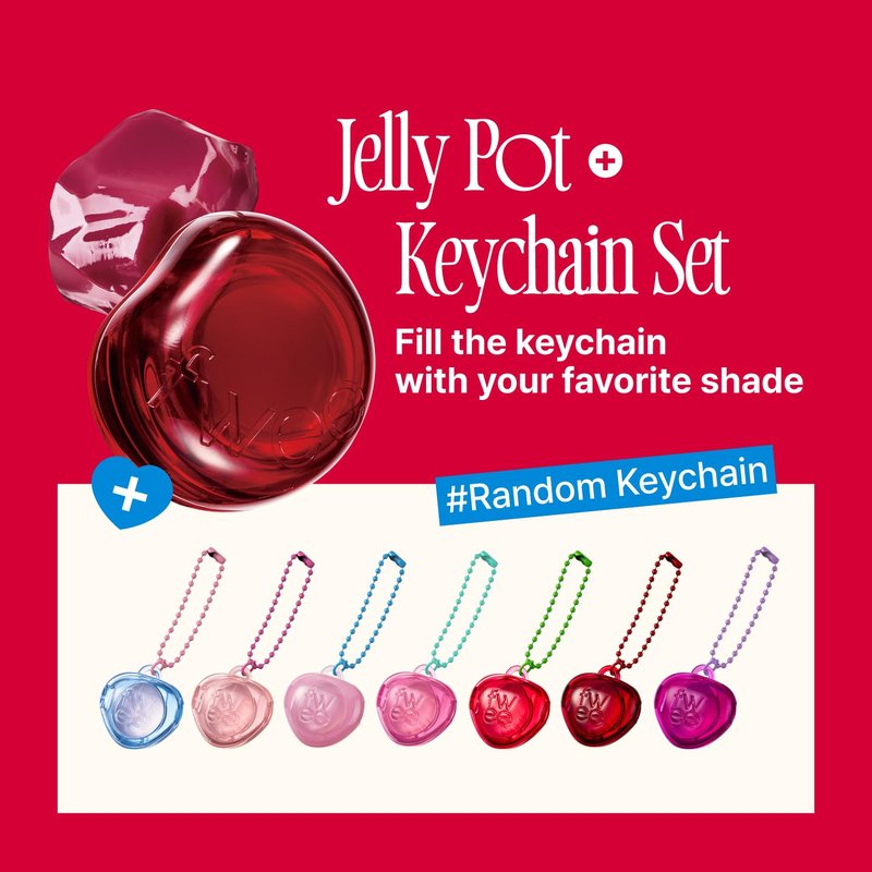fwee Glowy Jelly Pot + Keychain SET | Dewy Jelly Lip & Blush Color, Tinted Glow Jelly Balm, Dewy Buildable Finish – Mellow Mango (Natural Coral) | 0.14 oz