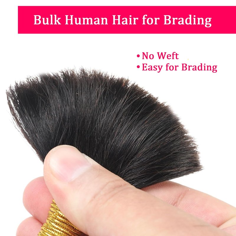 Human Braiding Hair 2 Bundles 100g 18Inch Deep Wave Bulk Human Hair for Braiding No Weft Curly Braiding Hair Bulk Curly Human Hair for Boho Braids 12A Brazilian Virgin Hair Extensions Natural Color