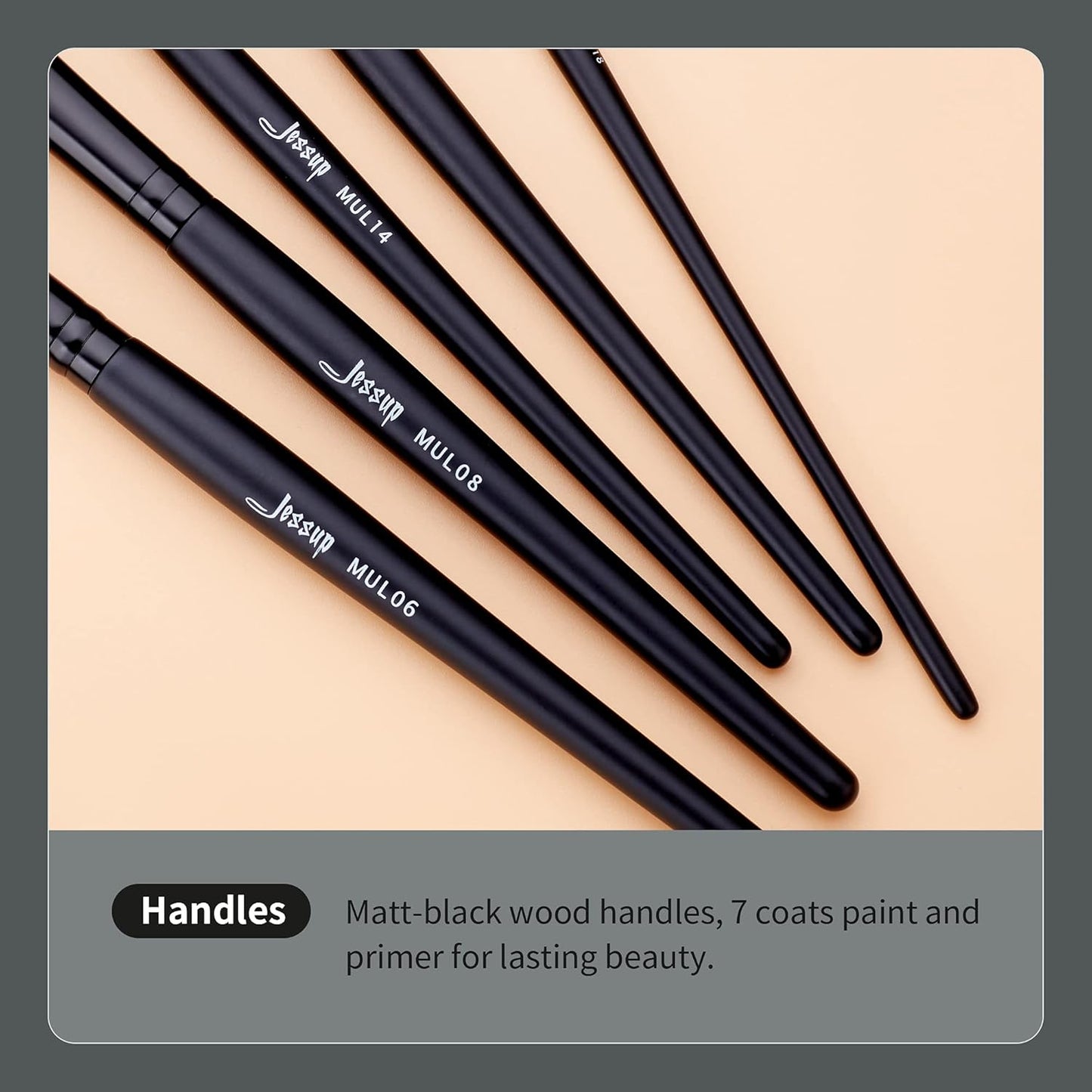 Jessup Eye Brushes Set - Vegan Makeup Brushes for Concealer, Eyeshadow & Eyeliner | 16-Piece Black Set