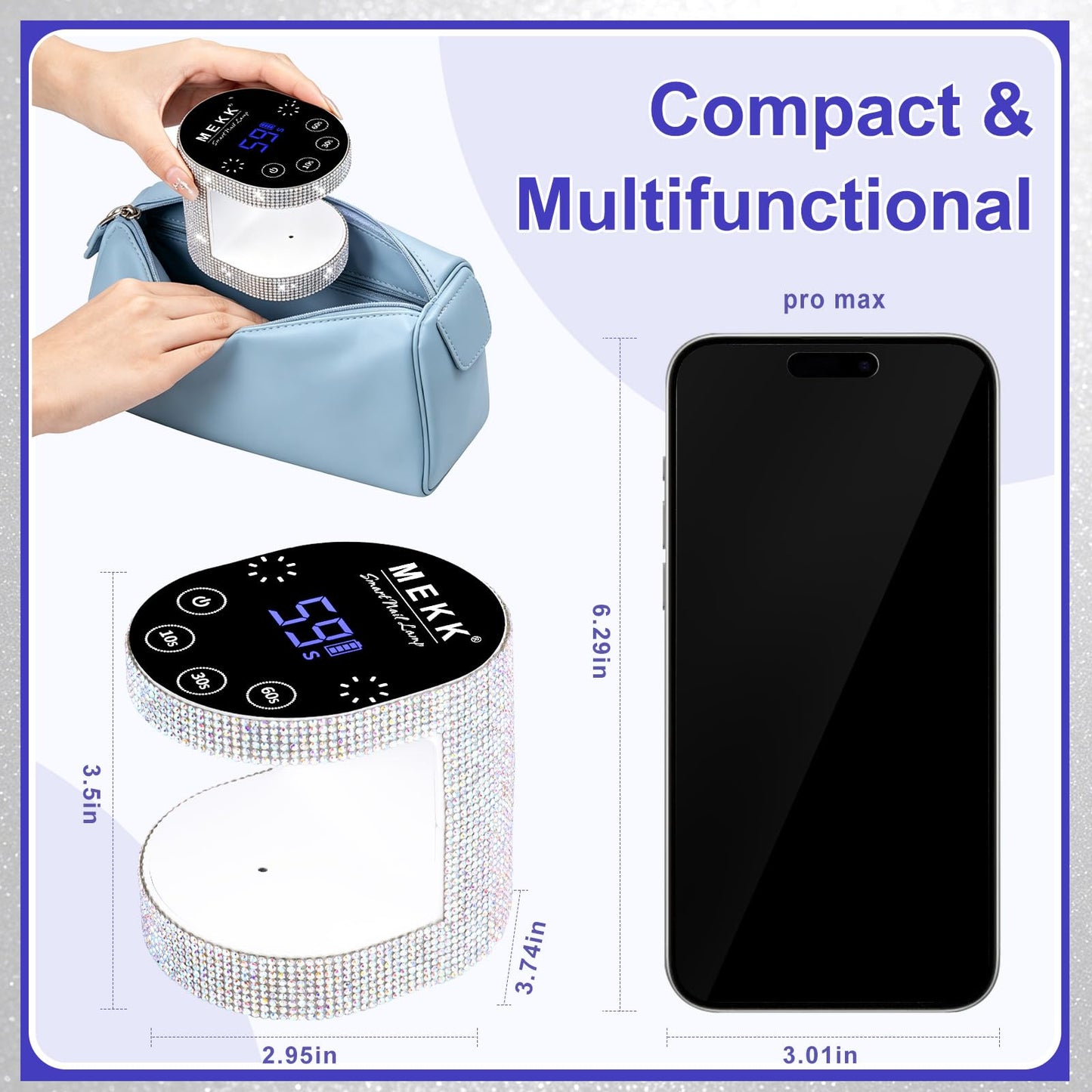 MEKK Mini UV Light for Gel Nails, 24W Cordless Flash Cure Nail Lamp