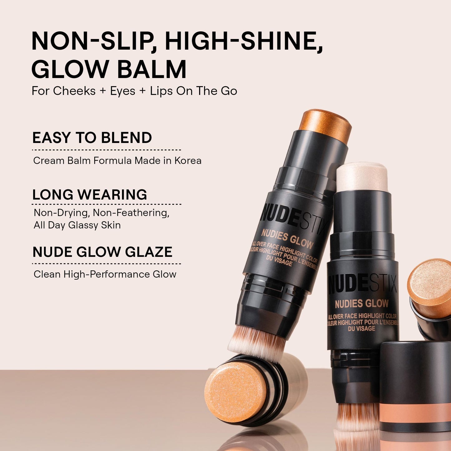 Nudestix Nudies Glow Highlighter Stick – Multi-Use Cream Highlighter for Face, Eyes & Body with Built-In Brush | Dewy, Radiant Finish for All Skin Tones | Clean, Vegan, Travel-Friendly Makeup (I Dew)