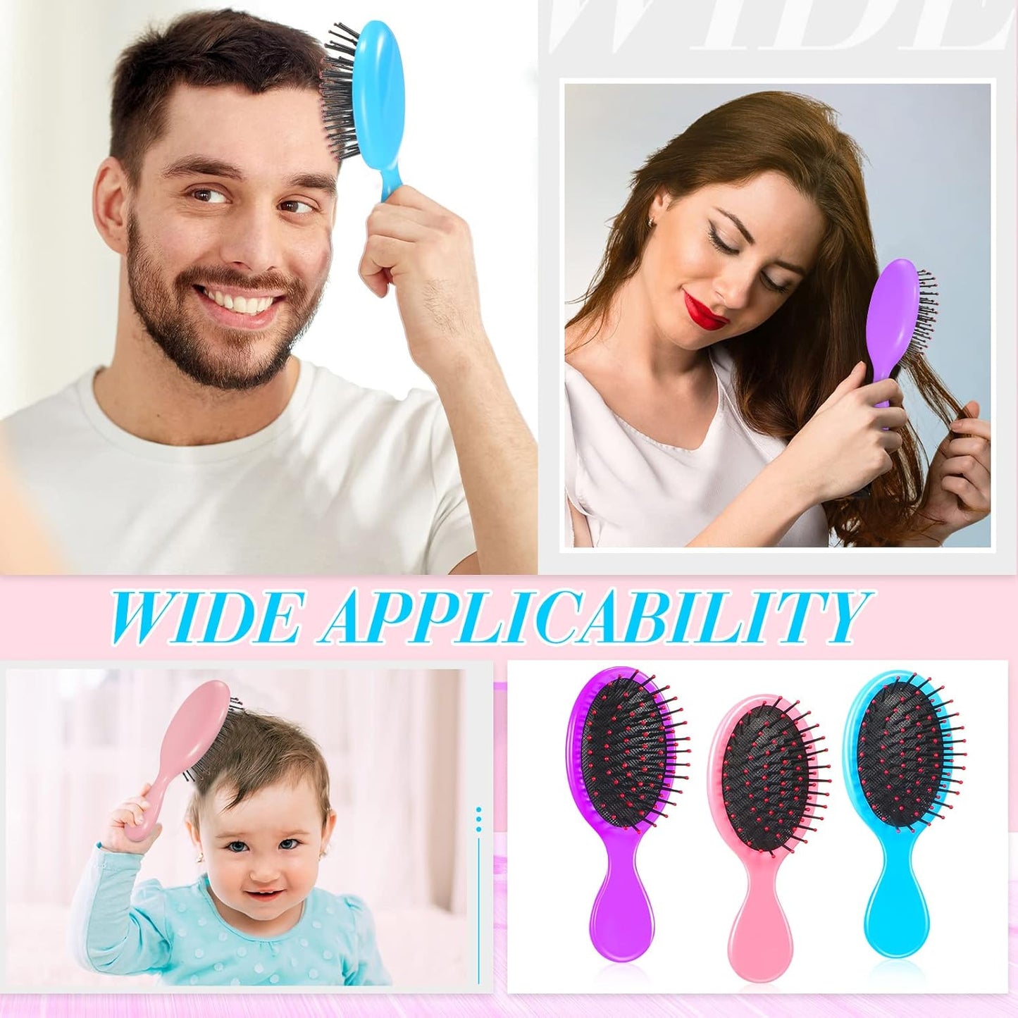 Mini Hairbrushes - 36 Pack Soft Bristle Detangler Brushes for Travel | Ideal for Women, Girls & Toddlers