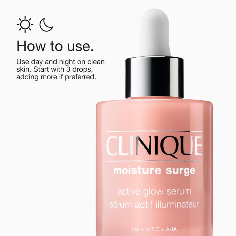 Clinique Moisture Surge Active Glow Serum with Lactic Acid, Hyaluronic Acid + Vitamin C | Hydrating, Lightweight + Oil Free, 1 fl. oz.