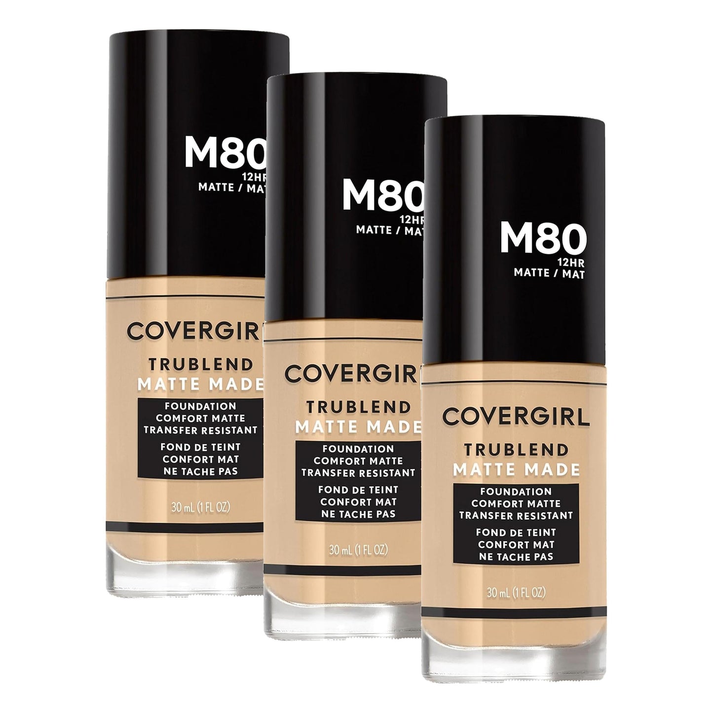 COVERGIRL TruBlend Matte Made Liquid Foundation, Caramel Beige (Pack of 3)