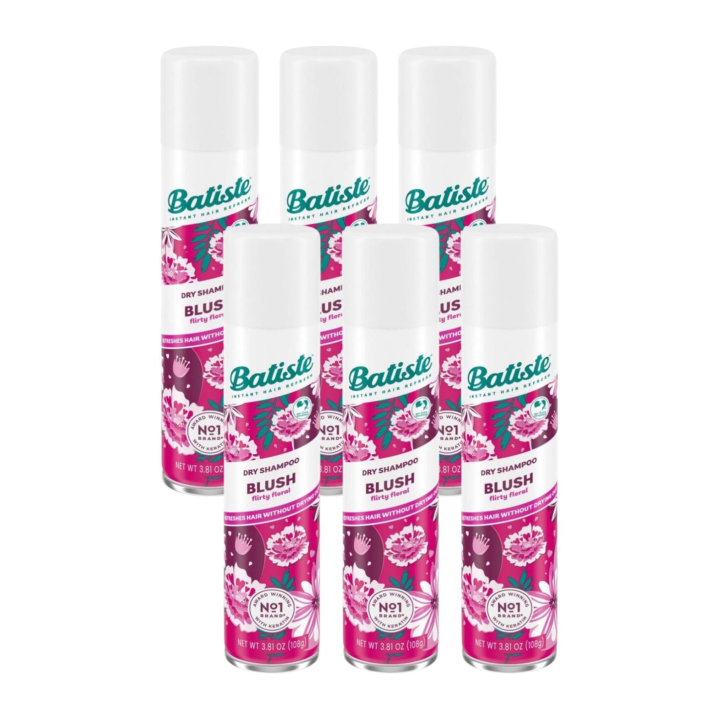 Batiste Dry Shampoo, Blush Fragrance, 3.81 OZ. (Pack of 6)