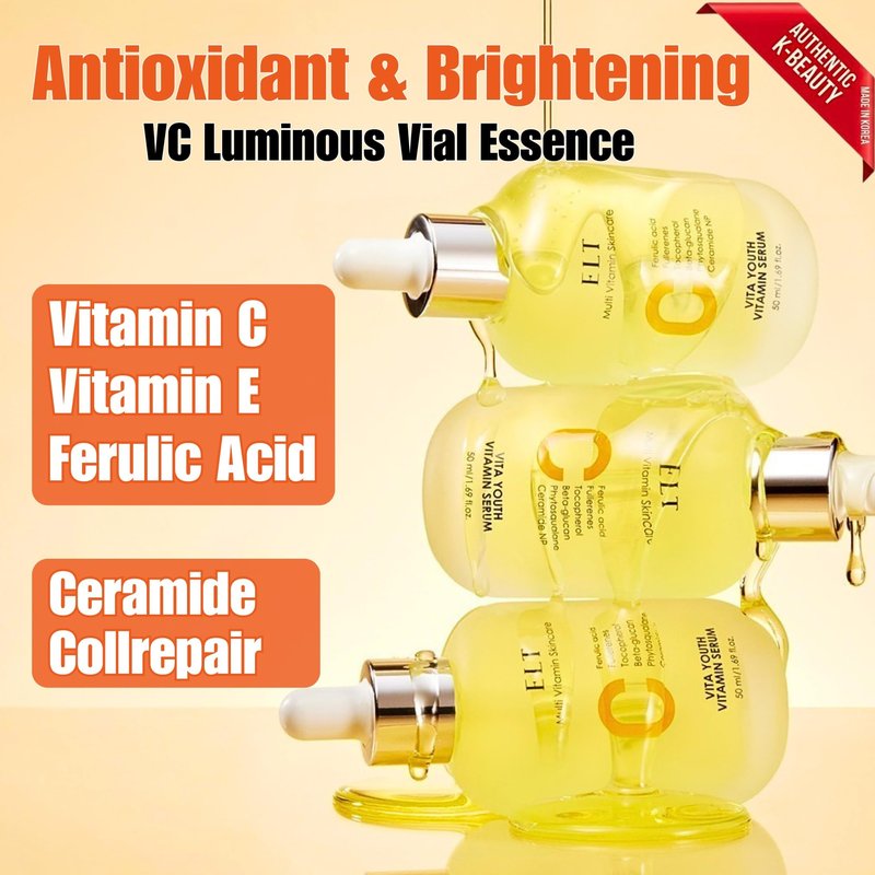 ELT Vita Youth Vitamin C Serum 1.69fl.oz.(50ml) Ultra Hydration Serum Korean Glass Skin Korean Skincare (Pack of 2) Eltcosmetics