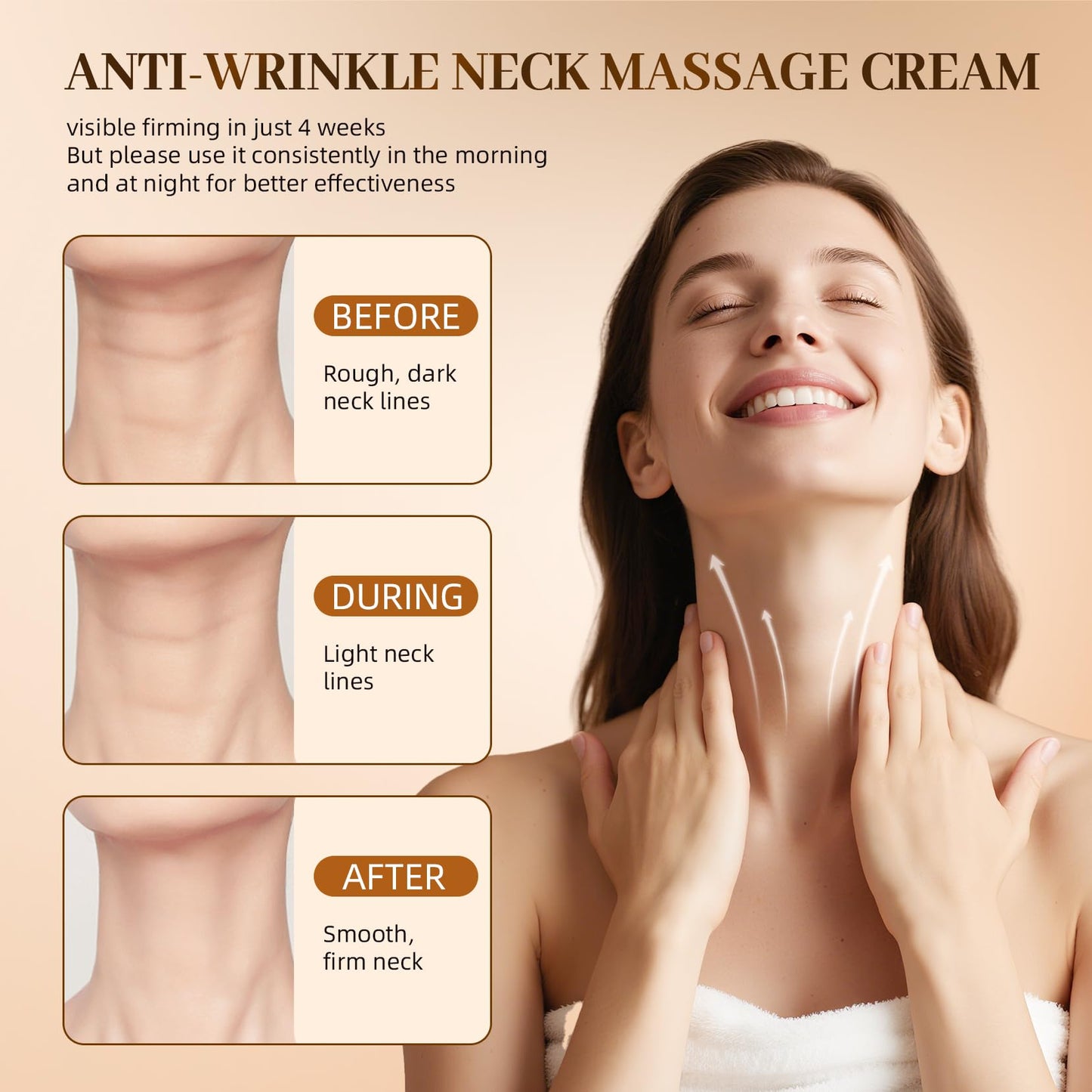 AH-8 Firming Neck Cream & Eye Cream Bundle, Electric Massage Eye Cream for Dark Circle, Neck Cream for Firm and Smooth of Fine Lines, Deep Moisturizing Skincare, Tightening & Revitalizing