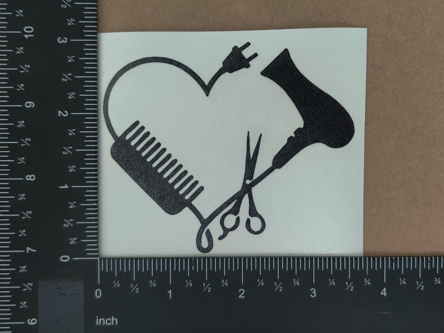 Hair Stylist Decal 4 Pack: Love, Heart, Comb and Scissors, Hair Life (Hairstylist Black, Small ~3.5")