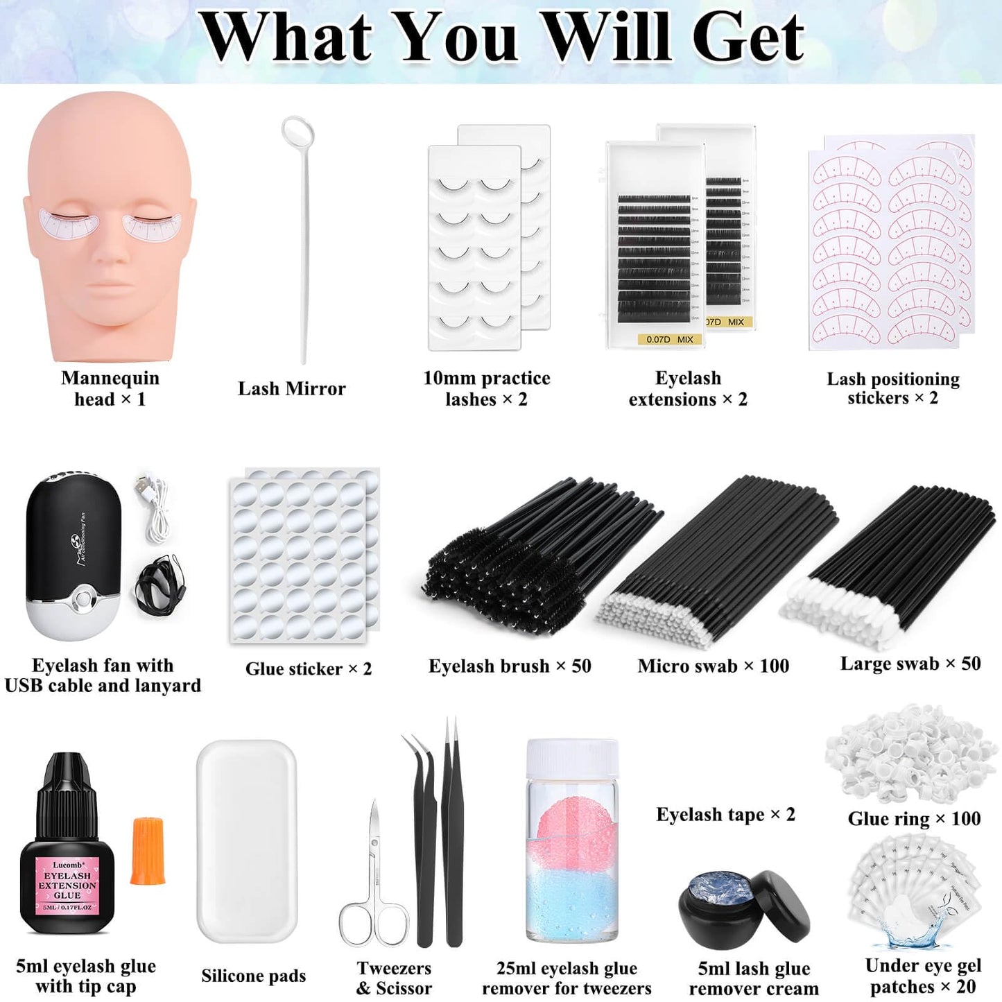 Tetutor Eyelash Extension Kit for Beginners, Professional Lash Training Kit