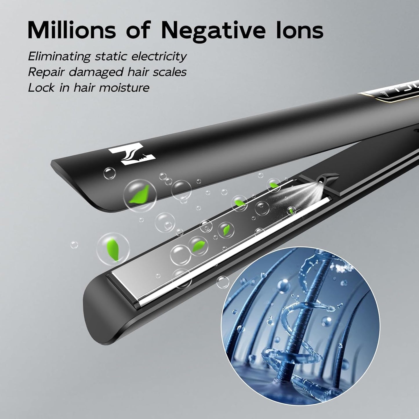 Flat Iron Hair Straightener - 1 Inch Titanium Curler with Fast Heating & 5 Temp Settings | Travel-Friendly Design